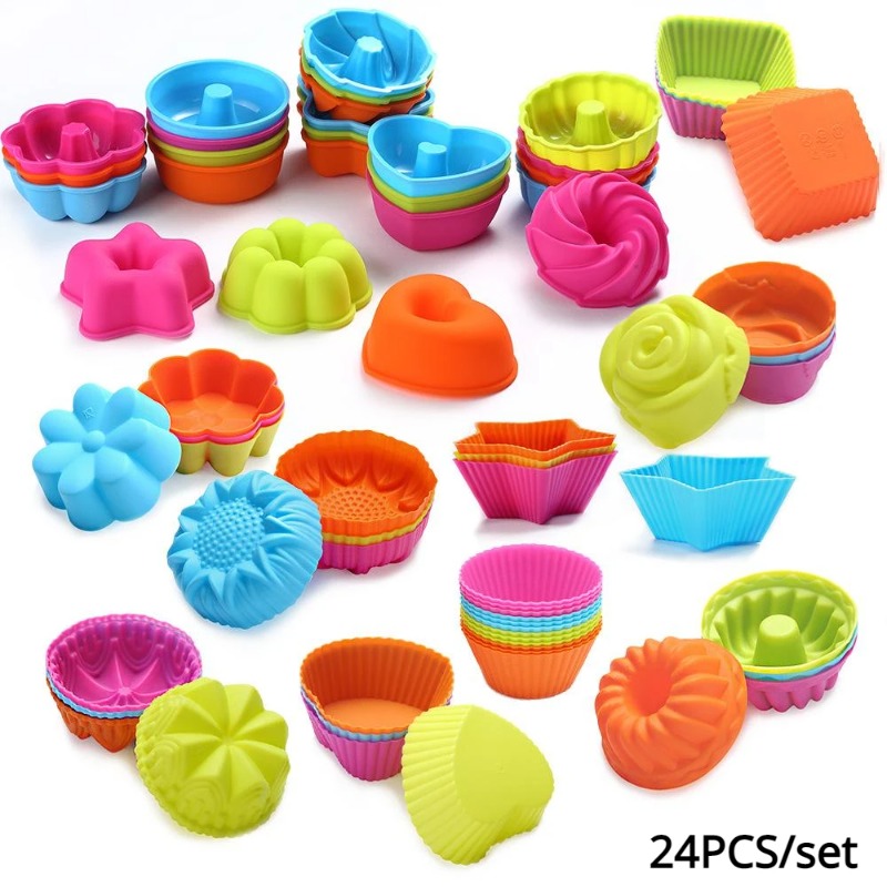 Donut Mold Silicone - 24 قطعة من قوالب الكيك السيليكون،