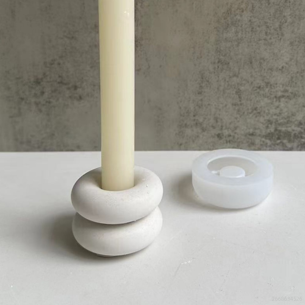 Donut Mold Silicone - قالب سيليكون لحامل شمع الدونات الدائرية،